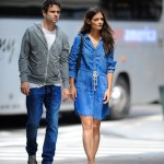 Katie Holmes blue dress vestido azul jean